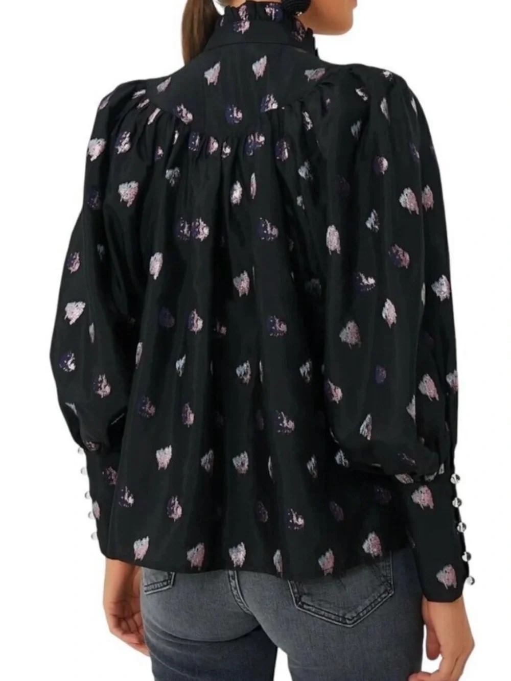Tuckernuck Black Puff Sleeve Blouse